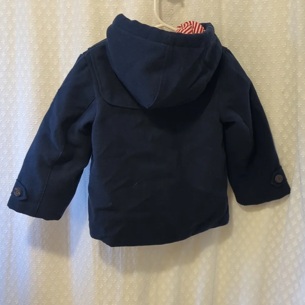 JoJo Maman Bebe Navy Blue Hooded Duffel Coat, Size 2-3 Years - Picture 3 of 7
